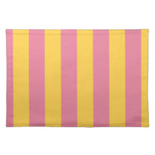 Vibrant Pink and Yellow Vertical Striped Pattern Cloth Placemat