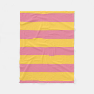 Vibrant Pink and Yellow Vertical Striped Pattern Fleece Blanket