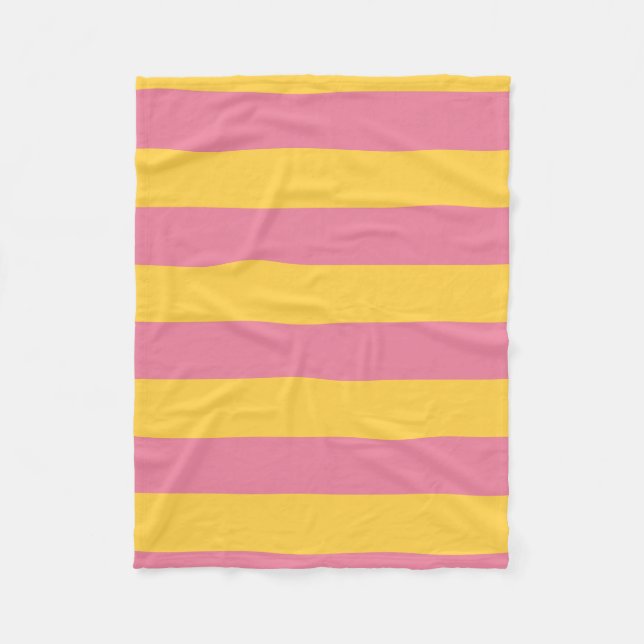 Vibrant Pink and Yellow Vertical Striped Pattern Fleece Blanket (Front)