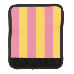 Vibrant Pink and Yellow Vertical Striped Pattern Luggage Handle Wrap
