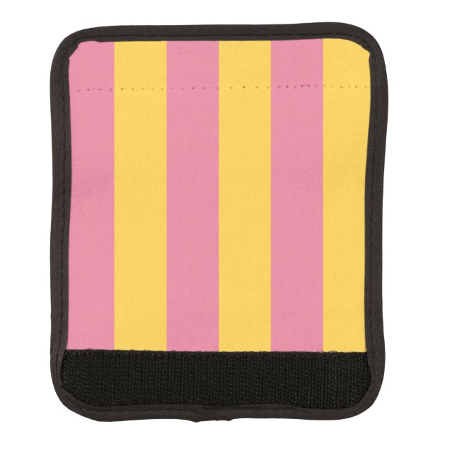 Vibrant Pink and Yellow Vertical Striped Pattern Luggage Handle Wrap (Front)