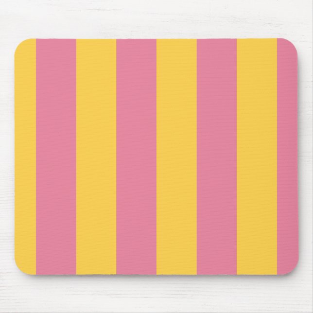 Vibrant Pink and Yellow Vertical Striped Pattern Mouse Pad (Front)