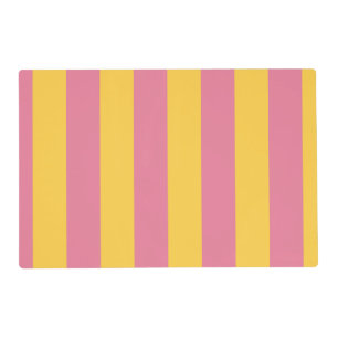 Vibrant Pink and Yellow Vertical Striped Pattern Placemat