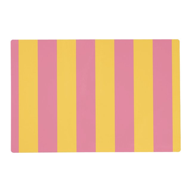 Vibrant Pink and Yellow Vertical Striped Pattern Placemat (Front)