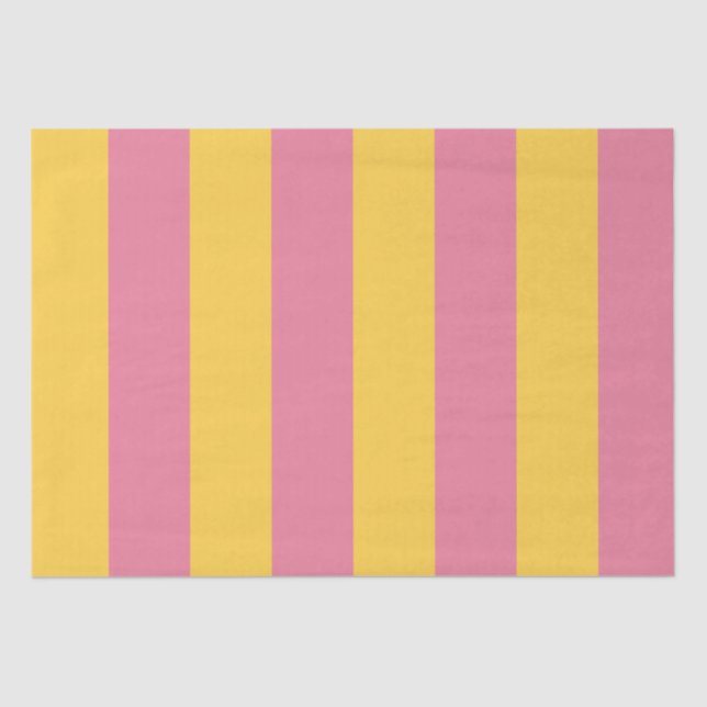 Vibrant Pink and Yellow Vertical Striped Pattern Tissue Paper (Front)