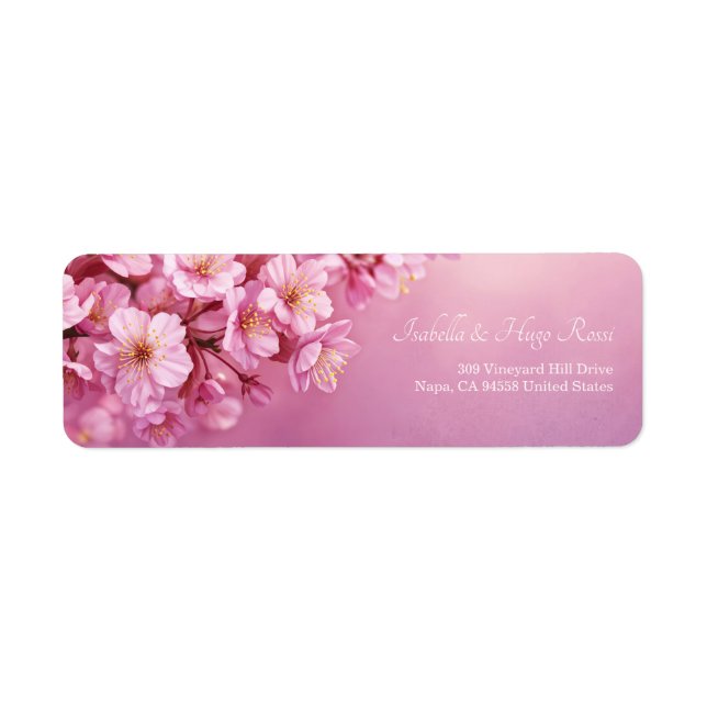 Vibrant Pink Blossom Textured Rose Botanical Label (Front)