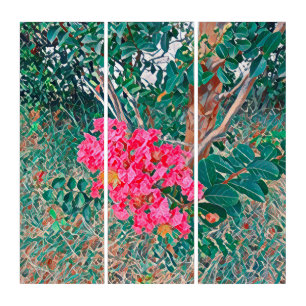 Vibrant Pink Bougainvillea 3-Panel Triptych Canvas