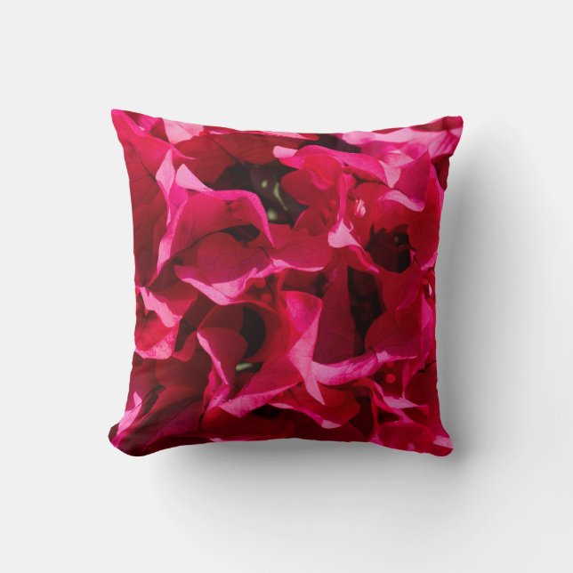 Vibrant Pink Bougainvillea Flower Petals Throw Pil Throw Pillow (Front)