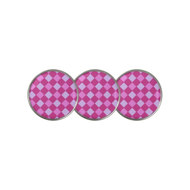 Vibrant pink checks golf ball marker (3 Up)