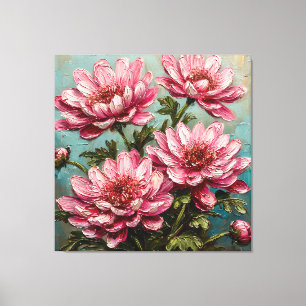 Vibrant Pink Chrysanthemum Flowers Canvas Print