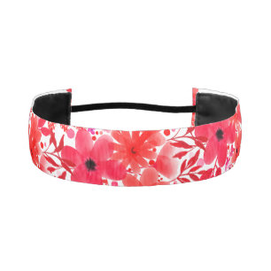 Vibrant Pink Coral Floral Pattern Athletic Headband
