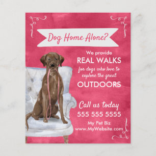 Vibrant Pink Dog Walker Flyer With Cute Dog