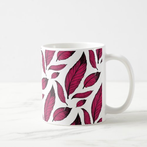 Vibrant Pink Feather Pattern Coffee Mug