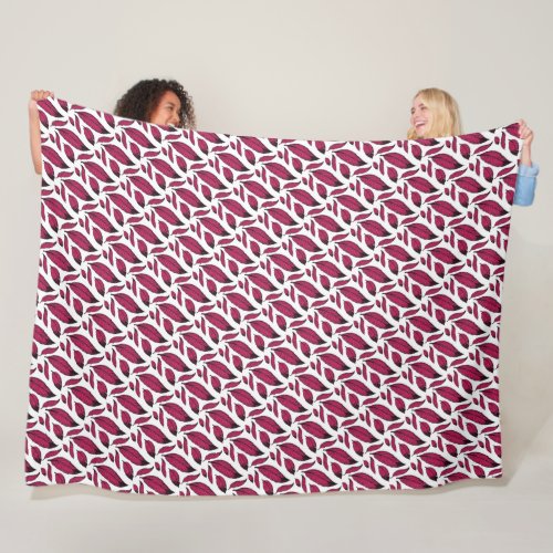 Vibrant Pink Feather Pattern Fleece Blanket