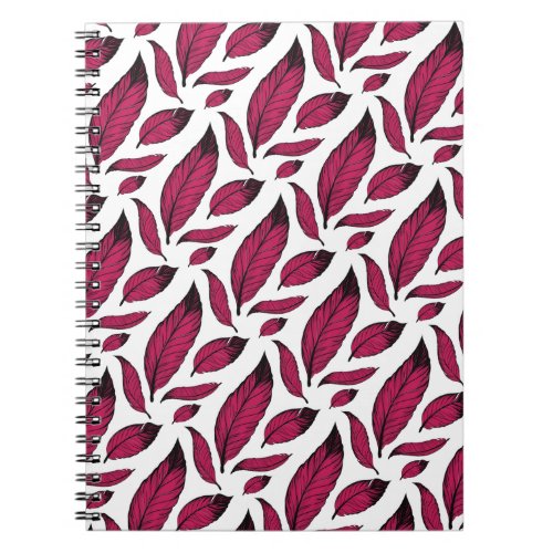 Vibrant Pink Feather Pattern Notebook