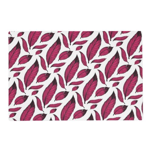 Vibrant Pink Feather Pattern Placemat