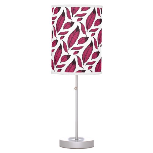 Vibrant Pink Feather Pattern Table Lamp