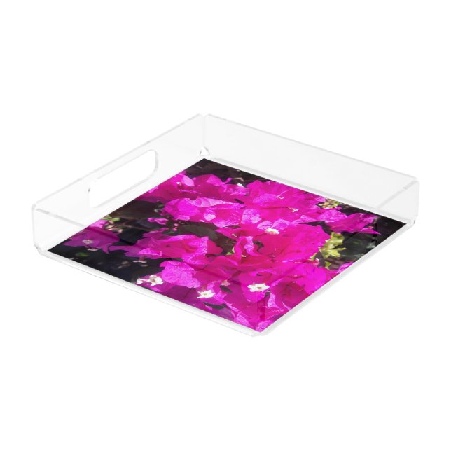 Vibrant Pink Floral    Acrylic Tray (Angled)