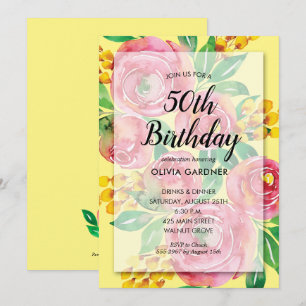 Vibrant Pink Floral Birthday Invitations