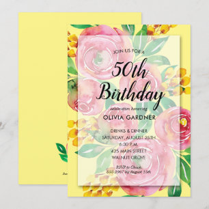 Vibrant Pink Floral Birthday Invitations