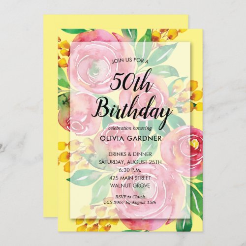 Vibrant Pink Floral Birthday Invitations