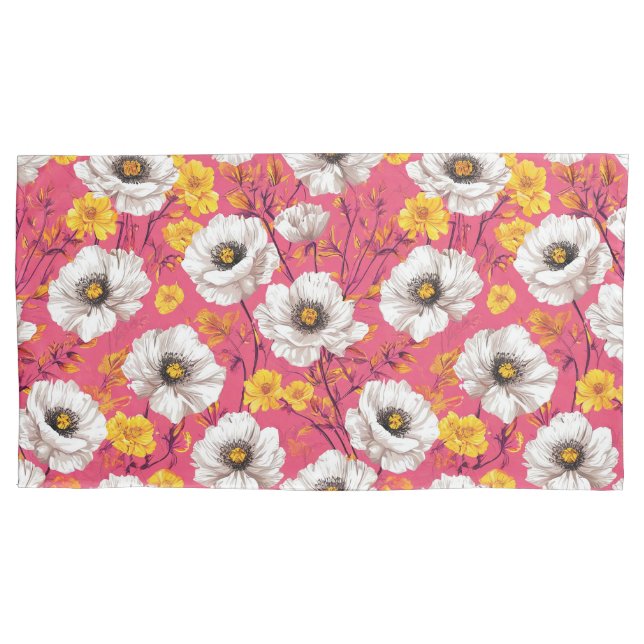 🌸 Vibrant Pink Floral Bold Home Style 🌸 Pillow Case (Front)