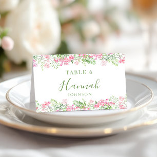 Vibrant Pink Floral Chic Bridal Shower Place Cards