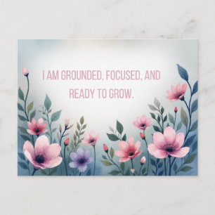 Vibrant Pink Floral Embracing Growth Affirmation Postcard