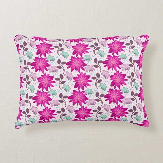 Vibrant Pink Floral Pattern | Bold Modern Flowers  Accent Pillow (Front)