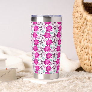 Vibrant Pink Floral Pattern Bold Modern Flowers Insulated Tumbler