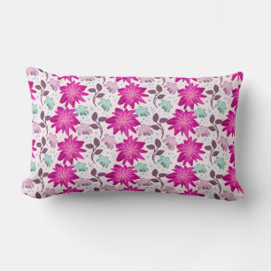 Vibrant Pink Floral Pattern Bold Modern Flowers Lumbar Pillow
