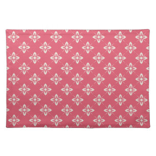 Vibrant Pink Floral Pattern with Geometric Flowers Cloth Placemat