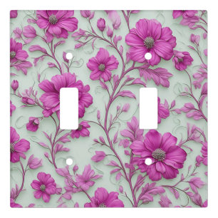 Vibrant Pink Floral Pattern With Magenta Flowers Light Switch Cover
