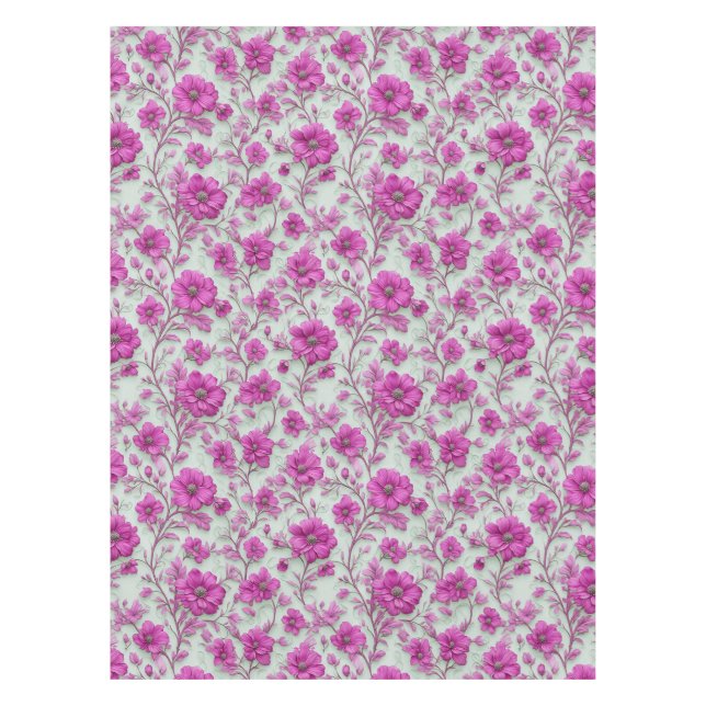 Vibrant Pink Floral Pattern With Magenta Flowers Tablecloth (Front)