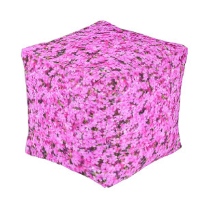 Vibrant Pink Floral Pouf