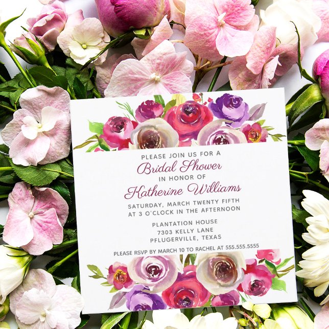 Vibrant Pink Floral Romantic Garden Bridal Shower Invitation (Creator Uploaded)