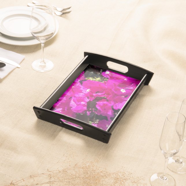 Vibrant Pink Floral Serving Tray (Front)