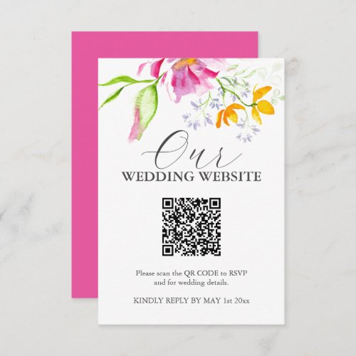 Vibrant Pink Floral Wedding Enclosure Cards