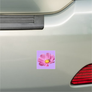 Vibrant Pink Flower With A Bee On A Summer Day Cut Car Magnet