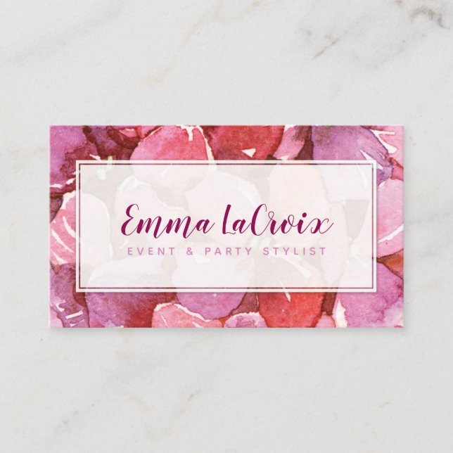 Vibrant Pink Flowers Professional Business Card (Front)