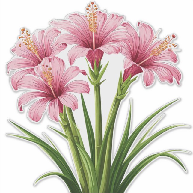 Vibrant Pink Flowers Sticker (Front)