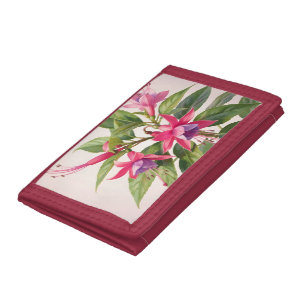 Vibrant Pink Fuchsia Flower Tri-fold Wallet