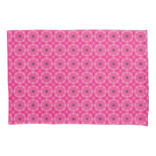 Vibrant Pink Geometric Floral Cross Patterns Pillow Case