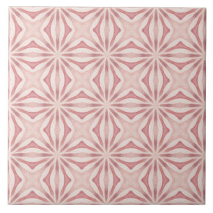 Vibrant Pink Geometric Mediteranean Inspired Ceramic Tile