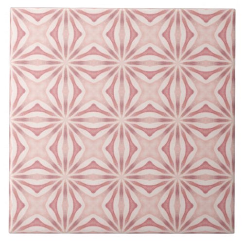 Vibrant Pink Geometric Mediteranean Inspired Ceramic Tile