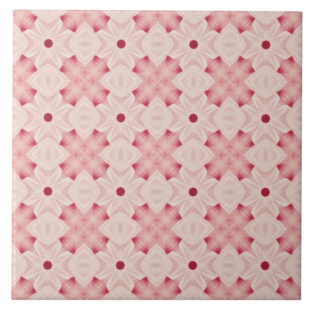 Vibrant Pink Geometric  Mediteranean Inspired Ceramic Tile (Front)