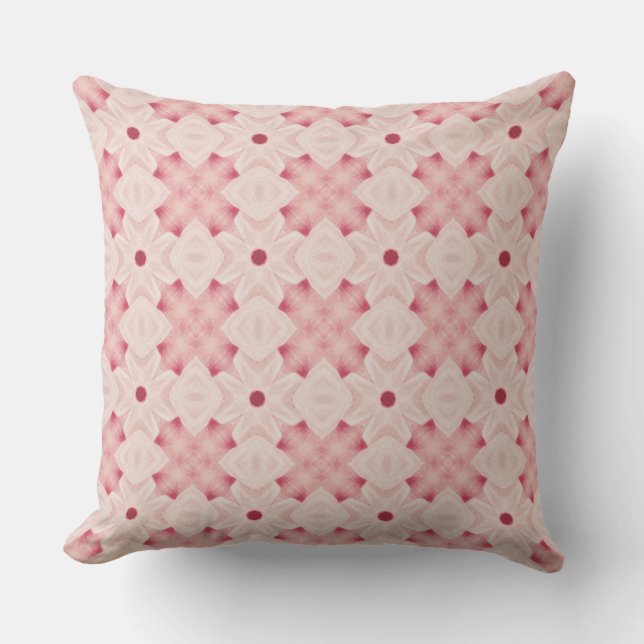 Vibrant Pink Geometric  Mediteranean Inspired Outdoor Pillow (Front)