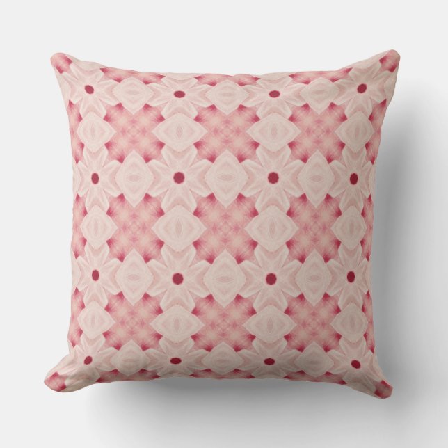 Vibrant Pink Geometric  Mediteranean Inspired Throw Pillow (Front)