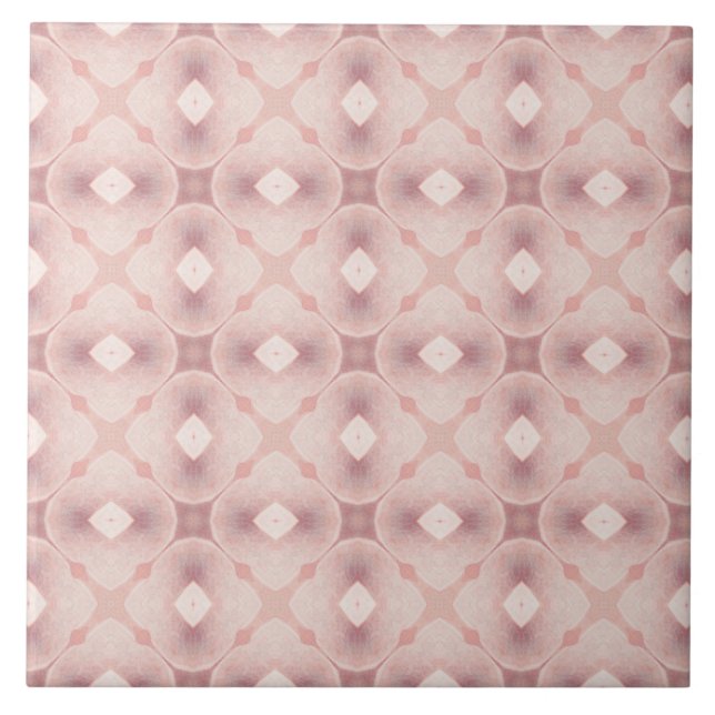 Vibrant Pink Geometric Seamless Art Deco Inspired Ceramic Tile (Front)
