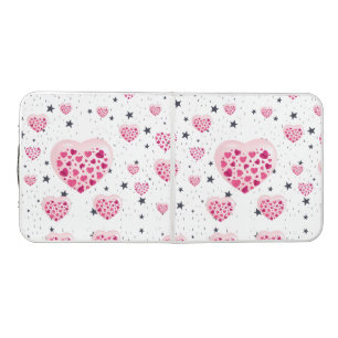 Vibrant Pink Glitter Hearts Design Beer Pong Table